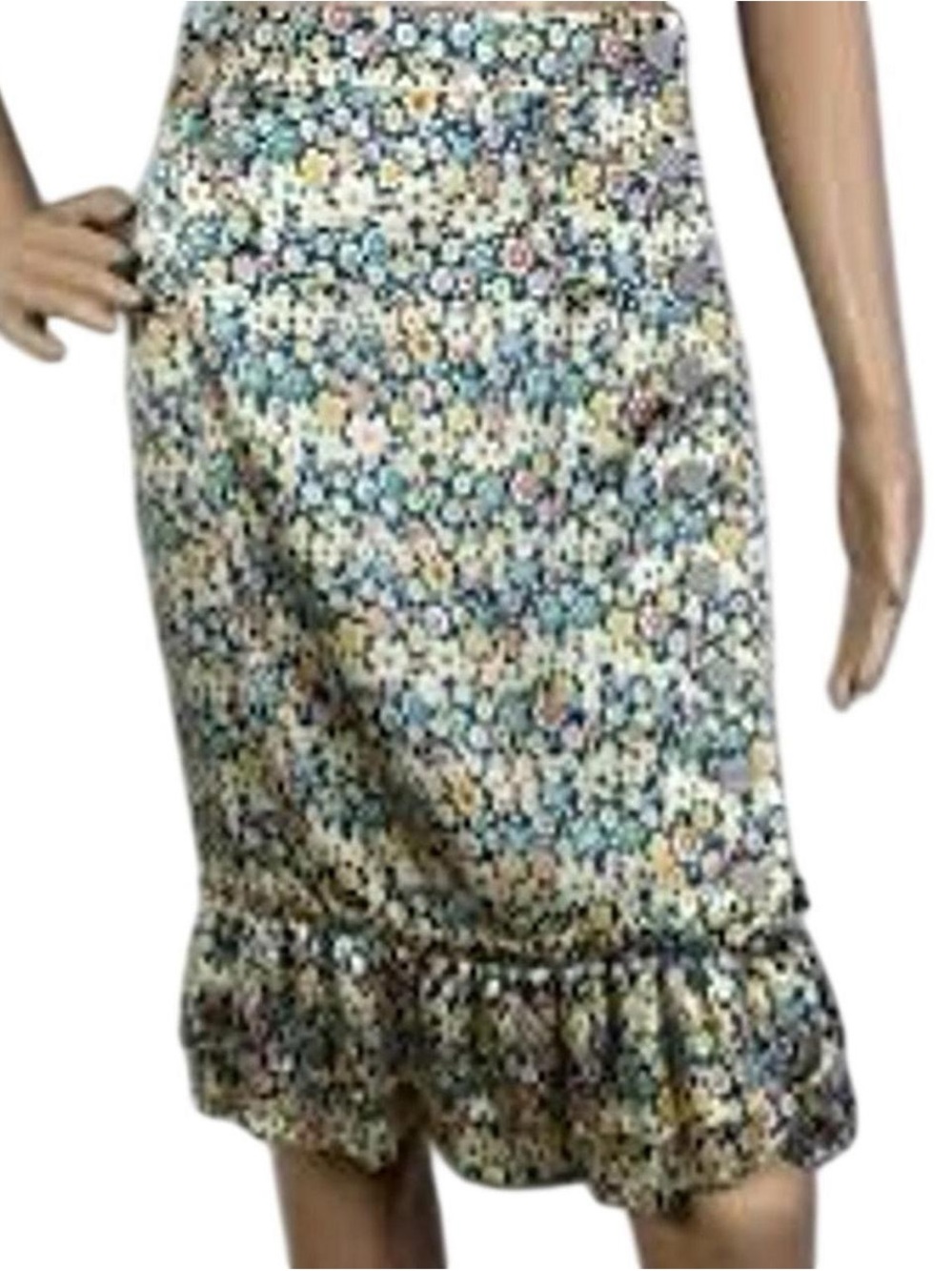 Marc Jacobs Multicolor Floral Ruffle-Hem Midi Skirt